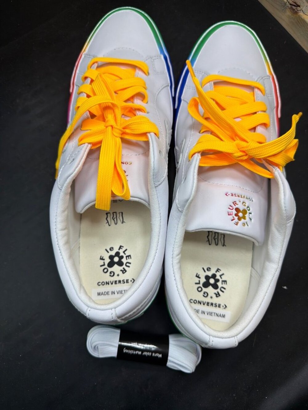 Converse x GOLF le FLEUR One Star Rainbow White Leather Shoes Mens 11 Womens 13 - Picture 9 of 11